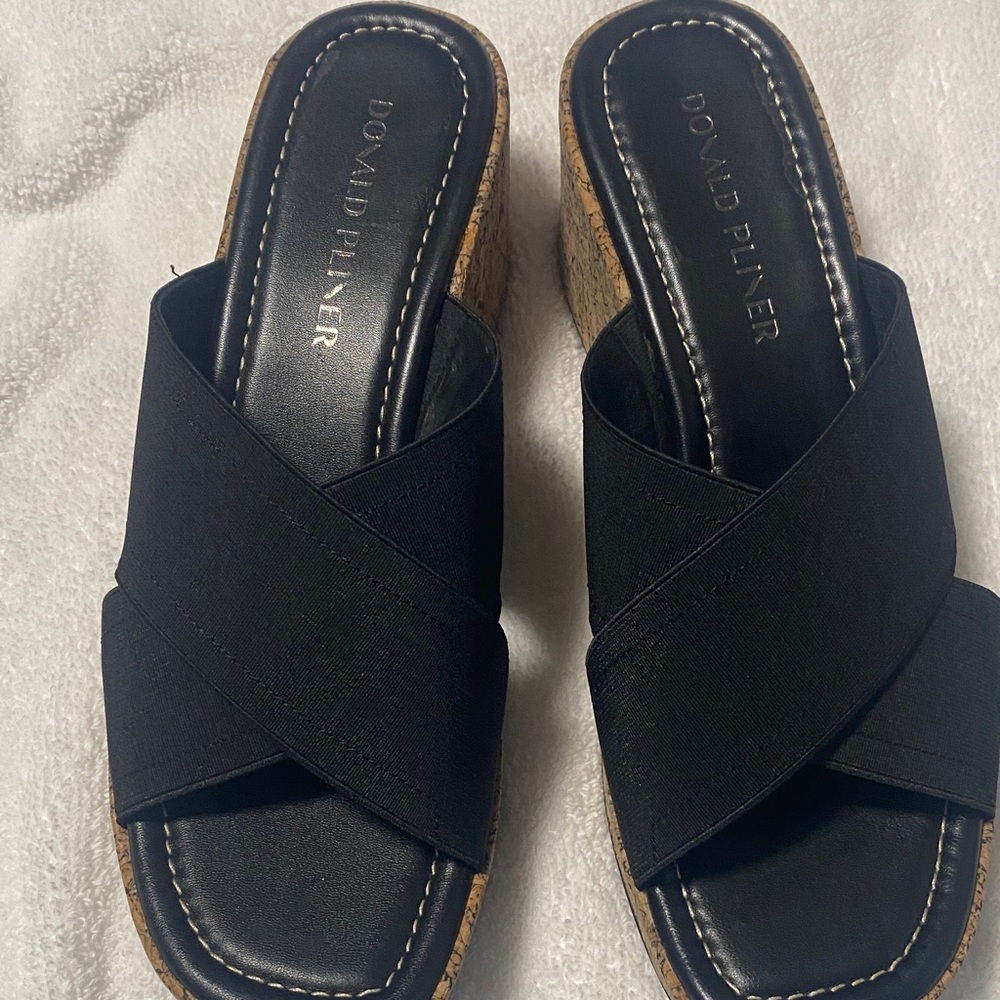Donald J. Pliner Black Mules with Cork Sole